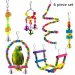 Parrot Toy Manufacturer - Combination Wooden Standing Climbing Biting Set 6 Pieces