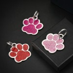Oil Drip Dog Tag Manufacturer - Stainless Steel Glitter Paw Print Laser Engravable