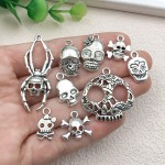 Halloween Pendant Factory - 16 Styles Retro Skull Spider Alloy DIY Accessories