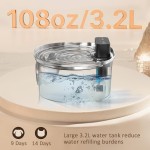Pet Water Fountain Supplier - 3.2L Wireless Squared Stainless Steel