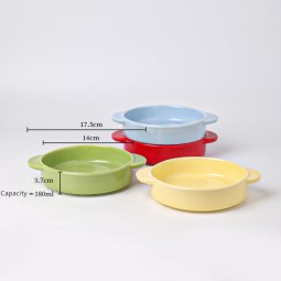 Ceramic Pet Bowl Factory - Modern Ins Portable Double-Eared Jingdezhen High Temperature Glaze