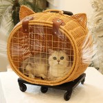 Cat Carrier Bag Manufacturer - Quickly Delivery Rattan Weaving Portable Trolley Bag Handmade