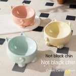 Ceramic Cat Bowl Manufacturer - Rice Cervical Spine High Leg Double Bowl Cute Drinking Water Basin