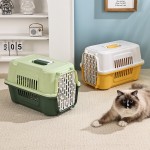 Cat Travel Box Manufacturer - Comfortable Outing Gridded Portable Car Carrying Air Boxes Plastic