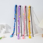 Christmas Cat Toy Factory - 40cm Pompom Teaser with Plush Balls Colorful Interactive Toy
