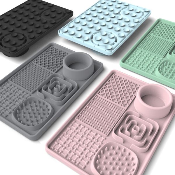 Silicone Dog Bowl Factory - Solid Pattern Slow Feeder Lick Mat with Suction Cup Healthy Eating