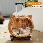 Cat Carrier Bag Manufacturer - Quickly Delivery Rattan Weaving Portable Trolley Bag Handmade
