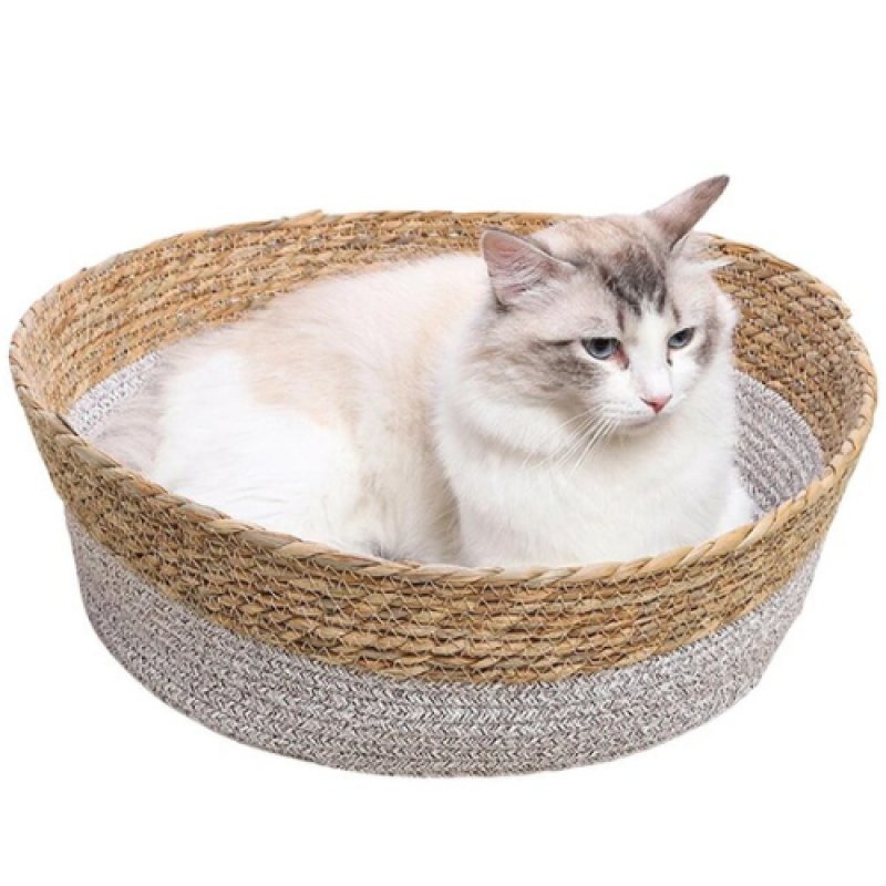 Cat Bed Supplier - Wholesale Factory Summer Cool Oval Pet Bed Woven Rattan Cotton Rope