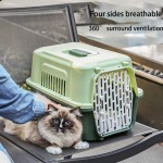 Cat Travel Box Manufacturer - Comfortable Outing Gridded Portable Car Carrying Air Boxes Plastic