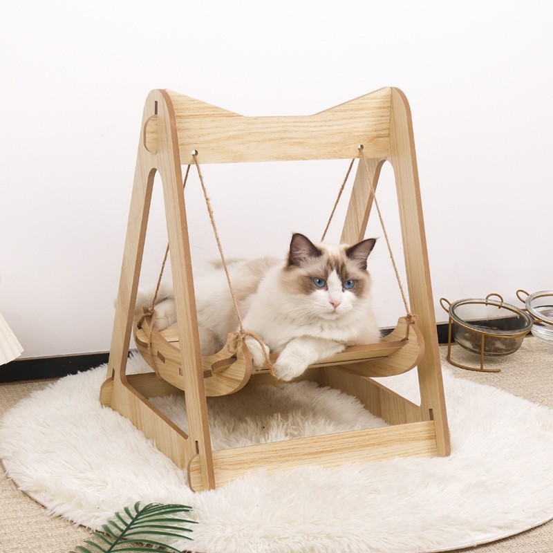 Pet Hammock Supplier - New 2025 Wood Cat Shaker Bed Double Swing Hanging Nest for Cats