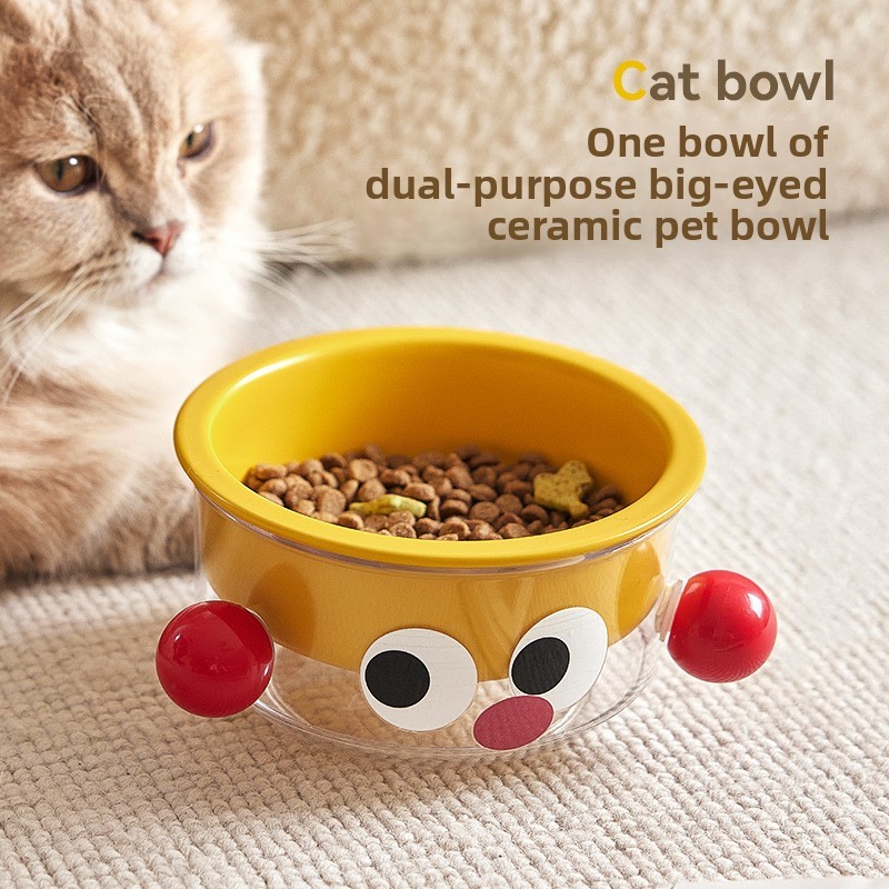 Ceramic Cat Bowl Manufacturer - Two-in-One Anti-Spill Double Bowl Protective for Water Food