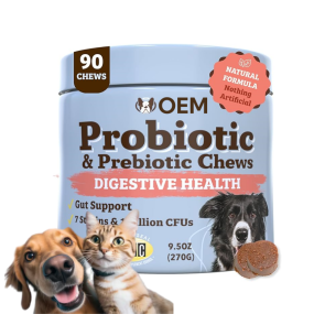 Pet Probiotic Chews Manufacturer - Hanyun Probiotics 90 Chews Digestive Enzymes Gut Health Immune