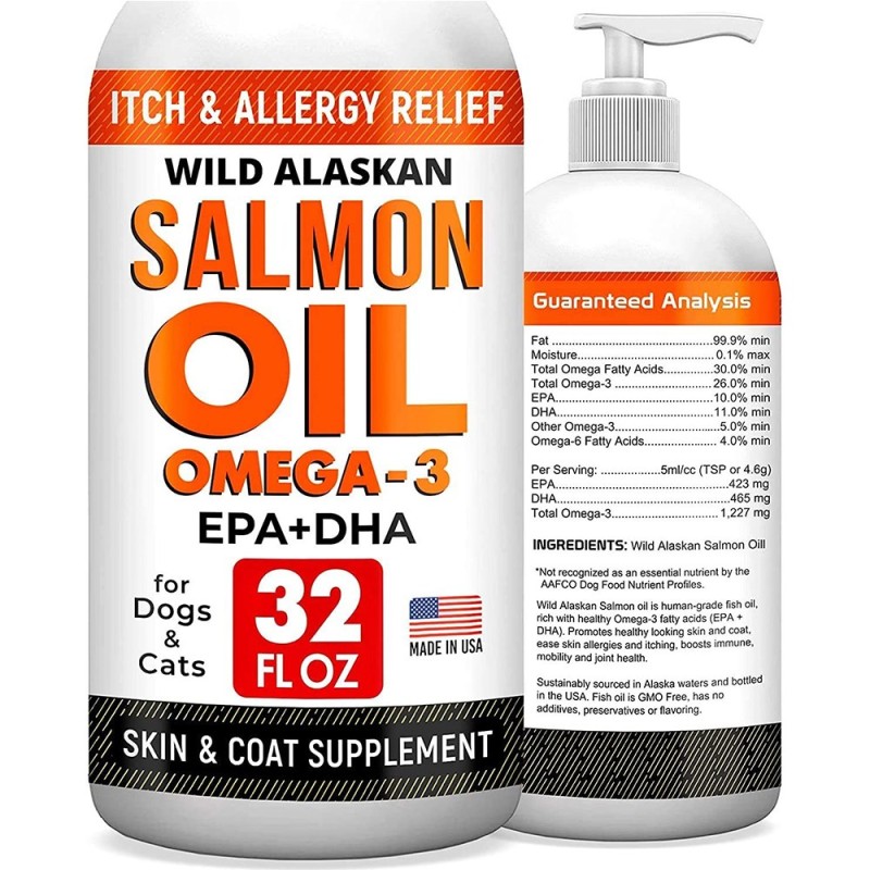 Pet Fish Oil Manufacturer - Wild Alaskan Salmon Oil 100% Pure Liquid Food Skin Coat Joints