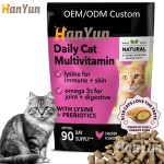 Cat Multivitamin Supplier - Private Label Crunchy Creamy Chew with Omega 3s Lysine Probiotic