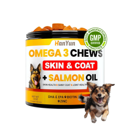 宠物Omega咀嚼生产厂家-OEM厂家天然狗Omega3咀嚼关节皮肤被毛闪亮含三文鱼油生物素