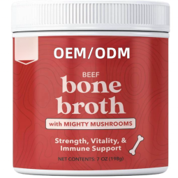 宠物骨汤供应商-OEM ODM牛肉骨汤高蛋白胶原蛋白增强含蘑菇混合物强健骨骼消化免疫