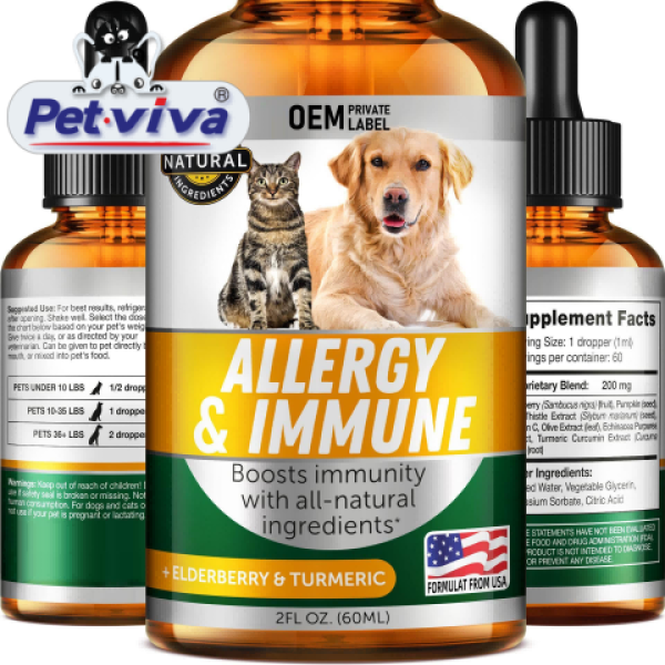 Pet Allergy Drops Manufacturer - Custom Immune Turmeric Milk Thistle Anti-itch