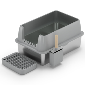 Cat Litter Box Manufacturer - Custom Stainless Steel Semi-Enclosed Design