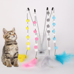 猫逗猫棒生产商-OEM魔术棒毛球绳玩具
