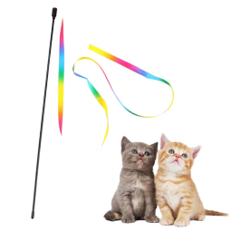猫玩具供应商-可定制彩色丝带环保羽毛