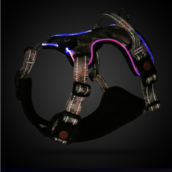 Dog Collar Supplier - Custom LED Light Polyester Harness Print
