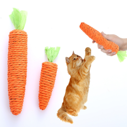 宠物猫玩具供应商-OEM环保胡萝卜吱吱互动玩具