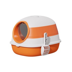 猫砂盆源头工厂-2025全封闭防溅猫厕所高PP塑料可折叠猫砂盆带软胶便盆除臭新配件