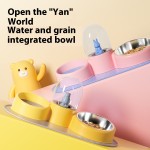 宠物碗生产厂家-新款卡通双碗自动饮水猫狗盆不锈钢塑料宠物用品猫狗食品水碗