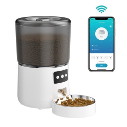 猫喂食器生产厂家-自动猫喂食器猫粮分配器4升智能遥控WIFI宠物餐机定时定量喂食