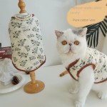 宠物衣服源头工厂-秋冬无袖背心狗猫用复古花卉图案纯棉保暖服装现代风格小至XL号