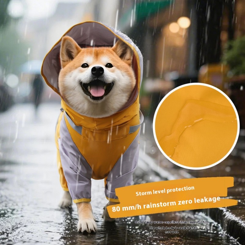 Dog Raincoat Factory - Dog Raincoat Pet Four-legged Raincoat Four Seasons Windproof Rainproof Outdoor Hooded