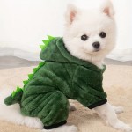宠物服装供应商-2025热销聚酯纤维宠物服装冬季舒适趣味羊毛绒恐龙幼猫幼犬角色扮演