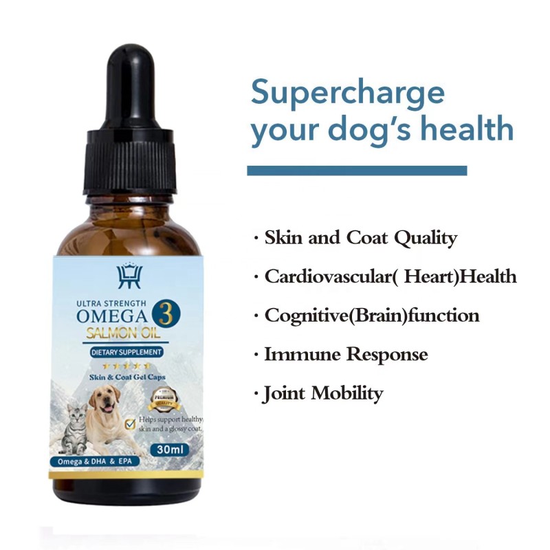 Pet Oil Supplement Manufacturer - Pet Liquid Food Supplement with Wild Alaskan Salmon Oil for Dogs