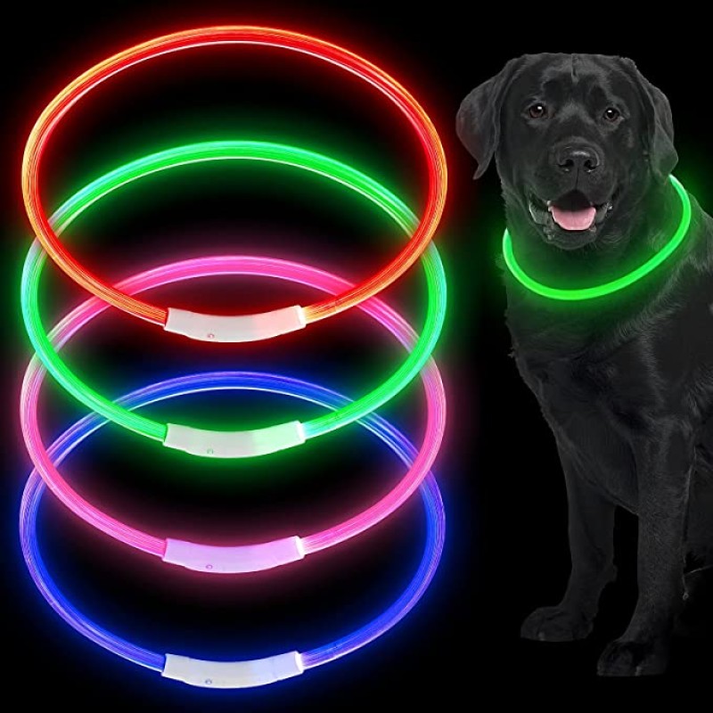 Dog Collar Supplier - Hot Sale Rechargeable LED Light up Dog Pet Collar Floral Pattern Ribbons Durable