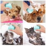 Pet Bath Brush Supplier - Free Sample Bathroom Cat Dog 2 in 1 Pet Bath Brush Massage Brush Soft Silicone