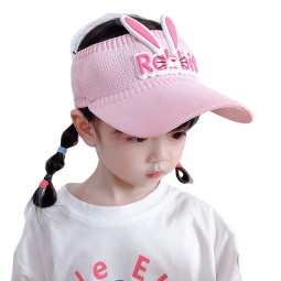 儿童太阳帽源头工厂-夏季可爱卡通兔子空顶男孩女孩防晒夏季鸭舌帽儿童户外帽