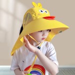 桶帽生产厂家-新款夏季大宽檐桶帽带颈罩披风帽恐龙帽儿童户外防晒帽