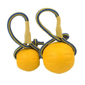 浮水玩具供应商-批发EVA狗球带绳浮水狗玩具宠物训练实心弹性球宠物咀嚼玩具