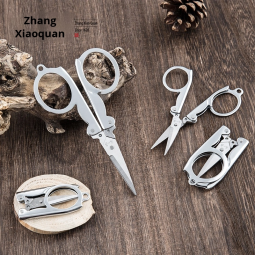 钓鱼剪刀源头工厂-便携迷你不锈钢剪刀可折叠旅行剪刀钓鱼鲈鱼湖位用剪刀