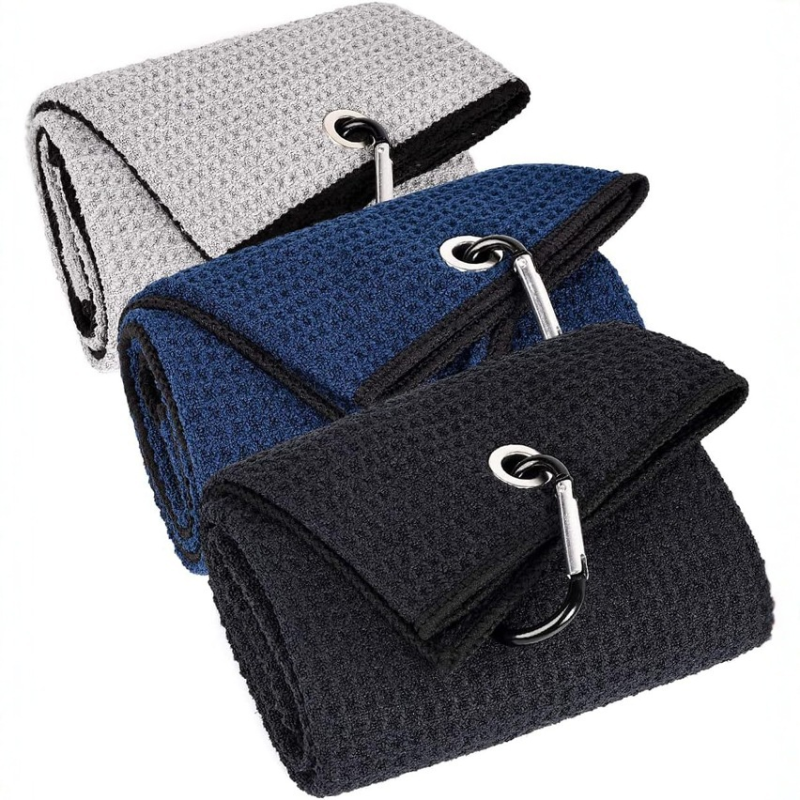 Golf Towel Factory - Ultra-Fine Fiber Waffle Pattern Golf Towel Large Portable with Carabiner Clip