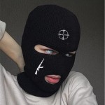 骑行头饰源头工厂-秋冬男女通用骑行头饰保暖三孔针织帽颈护网红批发