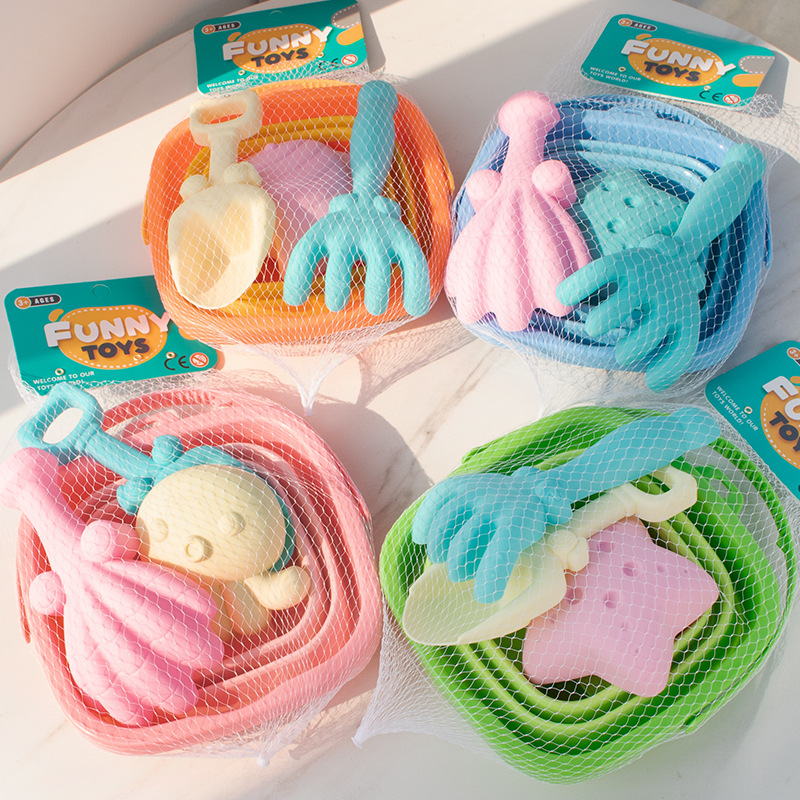 Beach Toy Manufacturer - Children's Folding Bucket Shovel Set Baby Beach Sand Digging Water Play