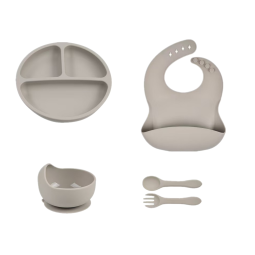 Baby Feeding Set Supplier - Non Toxic Baby Daily Feeding Tableware with Bib Design Kids Dining Product