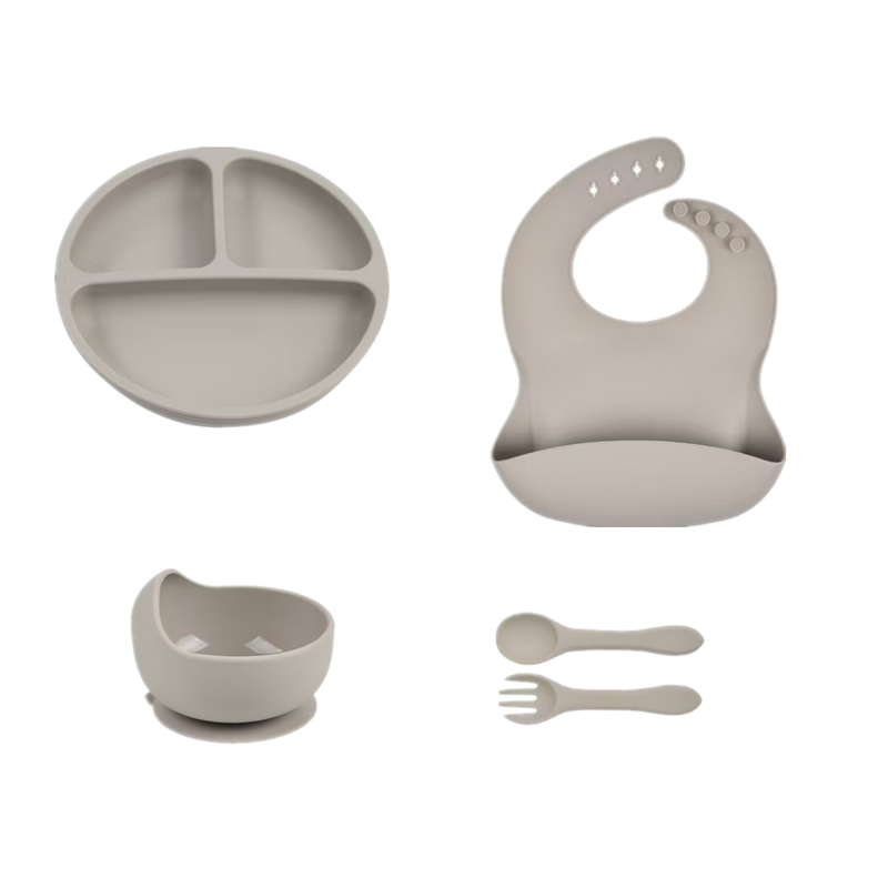 Baby Feeding Set Supplier - Non Toxic Baby Daily Feeding Tableware with Bib Design Kids Dining Product