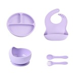 Baby Feeding Set Supplier - Non Toxic Baby Daily Feeding Tableware with Bib Design Kids Dining Product