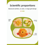 Baby Feeding Set Factory - Strong-Suction Cup Silicone Baby Feeding Set Square Divided Dinner Plate