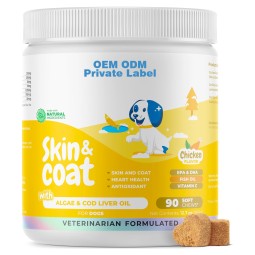 Dog Skin Supplement Manufacturer - Premium Omega3 EPA DHA Dog Skin Coat Supplement Soft Chews Biotin