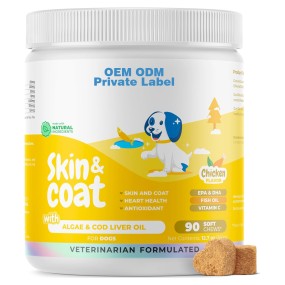 Dog Skin Supplement Manufacturer - Premium Omega3 EPA DHA Dog Skin Coat Supplement Soft Chews Biotin