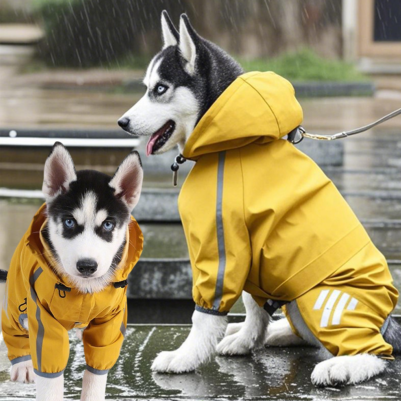 Dog Raincoat Factory - Waterproof Polyester Four-Legged Raincoat for Small Medium Large Dogs Puppy Outfit for Winter