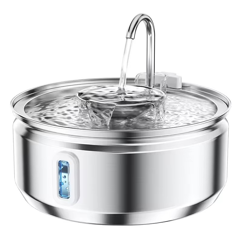 Pet Fountain Factory - Upgraded 3.2L/108oz Stainless Steel Pet Water Fountain Stylish Automatic Cat Water Bowl